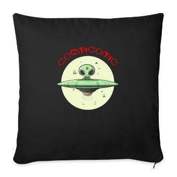 Kosmokomisch - Sofakissenbezug 45 x 45 cm - Schwarz - Vorne