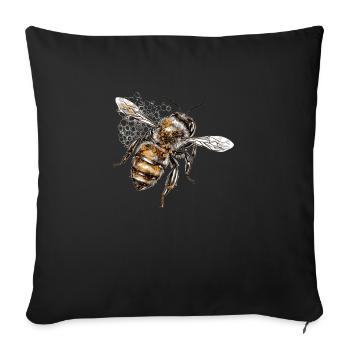 Bee is approaching the next flower - Sofa pillowcase 17,3'' x 17,3'' (45 x 45 cm) - black - Front