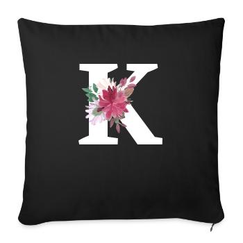 Buchstabe k blumig - Sofakissenbezug 45 x 45 cm - Schwarz - Vorne