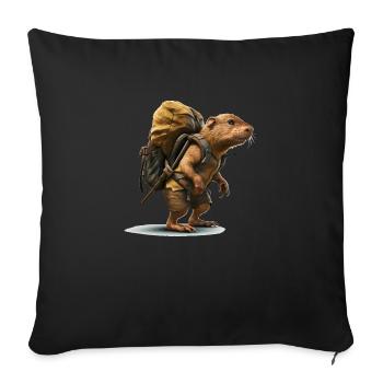 Mole rat on tour as an outdoor adventurer - Sofa pillowcase 17,3'' x 17,3'' (45 x 45 cm) - black - Front