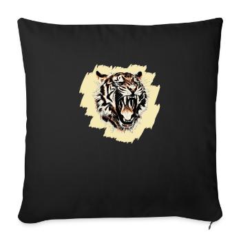 Cool tiger motif on background - Sofa pillowcase 17,3'' x 17,3'' (45 x 45 cm) - black - Front