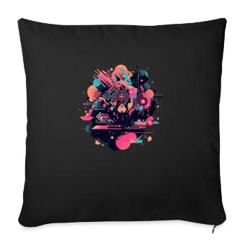 Géométrie abstraite - Housse de coussin décorative 45 x 45 cm - noir - Devant