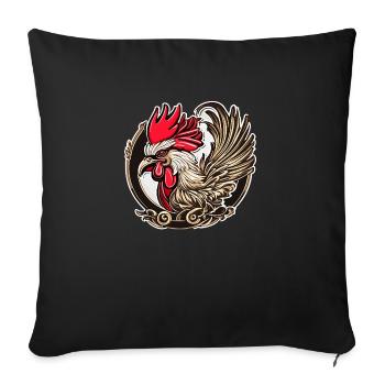 Coq de la chance - Housse de coussin décorative 45 x 45 cm - noir - Devant
