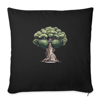 Baum mit Sonnenbrille - Sofakissenbezug 45 x 45 cm - Schwarz - Vorne