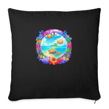 Summer really far away - Sofa pillowcase 17,3'' x 17,3'' (45 x 45 cm) - black - Front
