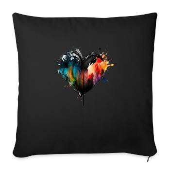 Heart Color Drops Colorful - Sofa pillowcase 17,3'' x 17,3'' (45 x 45 cm) - black - Front