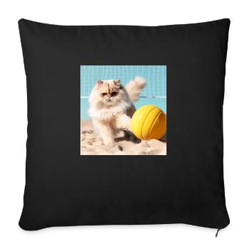 Persian cat Negan plays beach volleyball - Sofa pillowcase 17,3'' x 17,3'' (45 x 45 cm) - black - Front