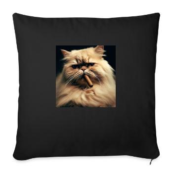 Persian cat Negan with cigar - Sofa pillowcase 17,3'' x 17,3'' (45 x 45 cm) - black - Front