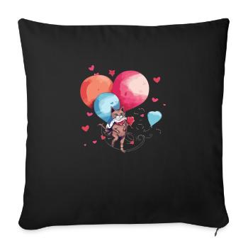 Mina la chatte aux ballons - Housse de coussin décorative 45 x 45 cm - noir - Devant