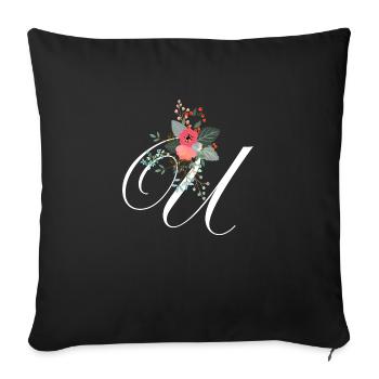 Brief u blumig - Sofakissenbezug 45 x 45 cm - Schwarz - Vorne