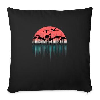 Flamants tropicaux Flamants roses de l’île d’été - Housse de coussin décorative 45 x 45 cm - noir - Devant