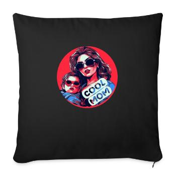 Maman cool - Housse de coussin décorative 45 x 45 cm - noir - Devant