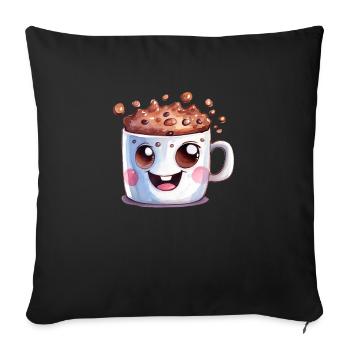 Cocoa Watercolor Drawing - Sofa pillowcase 17,3'' x 17,3'' (45 x 45 cm) - black - Front