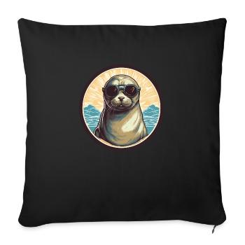 Phoque mignon - Housse de coussin décorative 45 x 45 cm - noir - Devant