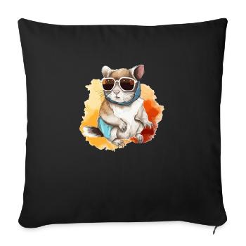 Zik l'écureuil à lunettes - Housse de coussin décorative 45 x 45 cm - noir - Devant