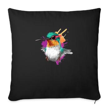 Piti the hummingbird - Sofa pillowcase 17,3'' x 17,3'' (45 x 45 cm) - black - Front