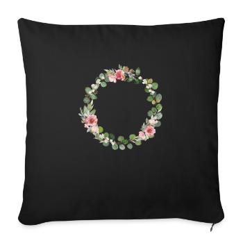 Modern flower wreath circle can be personalized - Sofa pillowcase 17,3'' x 17,3'' (45 x 45 cm) - black - Front