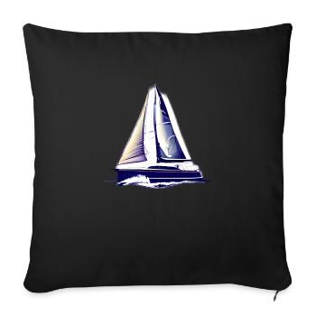 voilier voilier voilier voilier voilier voilier - Housse de coussin décorative 45 x 45 cm - noir - Devant
