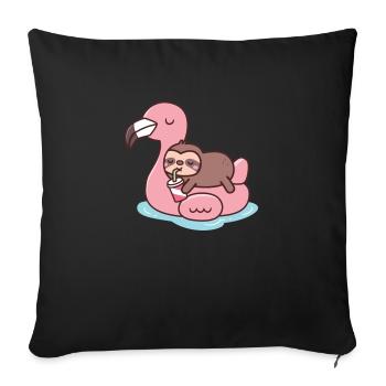 Chilling Flamingo Faultier Strand T-Shirt - Sofakissenbezug 45 x 45 cm - Schwarz - Vorne