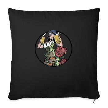 Beer Garden // Oldschool // Illustration - Sofa pillowcase 17,3'' x 17,3'' (45 x 45 cm) - black - Front