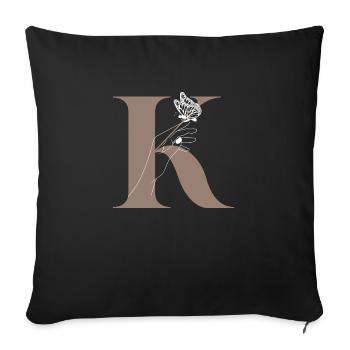 letter K Magic butterfly - Sofa pillowcase 17,3'' x 17,3'' (45 x 45 cm) - black - Front