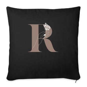 Letter R Magic butterfly - Sofa pillowcase 17,3'' x 17,3'' (45 x 45 cm) - black - Front