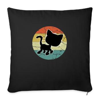 Retro Vintage Cute Cat Sunset Design - Sofa pillowcase 17,3'' x 17,3'' (45 x 45 cm) - black - Front