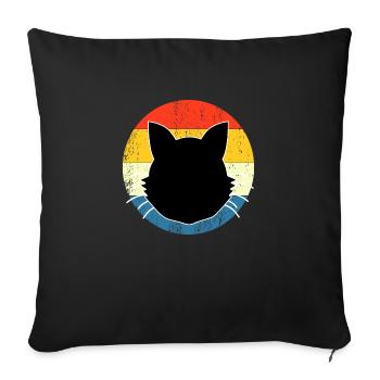 Retro Vintage Cute Cat Sunset Design - Sofa pillowcase 17,3'' x 17,3'' (45 x 45 cm) - black - Front