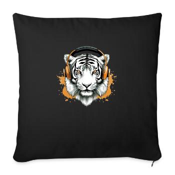 Chark le tigre audiophile - Housse de coussin décorative 45 x 45 cm - noir - Devant