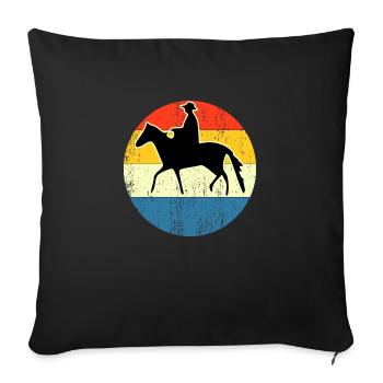 Vintage Retro Pferd Sonnenuntergang für Pferdeliebhaber - Sofakissenbezug 45 x 45 cm - Schwarz - Vorne