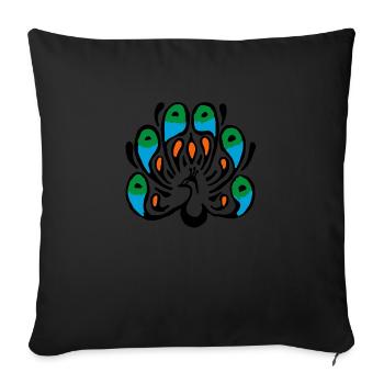 paon en couleur - Housse de coussin décorative 45 x 45 cm - noir - Devant