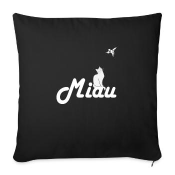 Chat Blanc Miao - Housse de coussin décorative 45 x 45 cm - noir - Devant