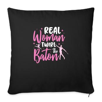 vraie femme twirl le bâton Design pour un twirld - Housse de coussin décorative 45 x 45 cm - noir - Devant