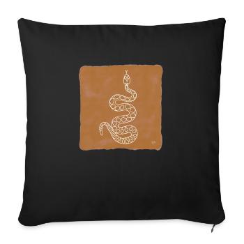 "Snake", boho line art design, series "Desert" - Sofa pillowcase 17,3'' x 17,3'' (45 x 45 cm) - black - Front