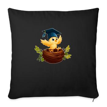 Farewell to the school nest: A bird on its last - Sofa pillowcase 17,3'' x 17,3'' (45 x 45 cm) - black - Front