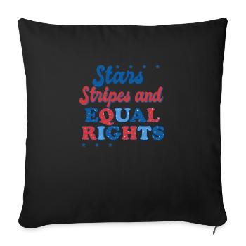 Rayures étoilées et égalité - Housse de coussin décorative 45 x 45 cm - noir - Devant