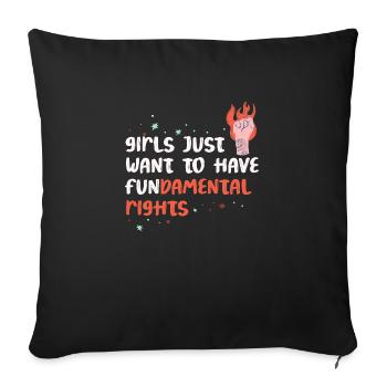 Les filles veulent juste avoir des droits humains fondamentaux - Housse de coussin décorative 45 x 45 cm - noir - Devant