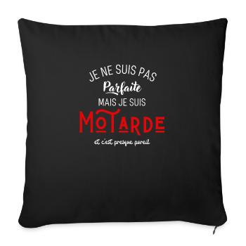 Pas parfaite mais motarde - Housse de coussin décorative 45 x 45 cm - noir - Devant