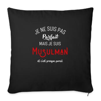 Pas parfait mais musulman - Housse de coussin décorative 45 x 45 cm - noir - Devant
