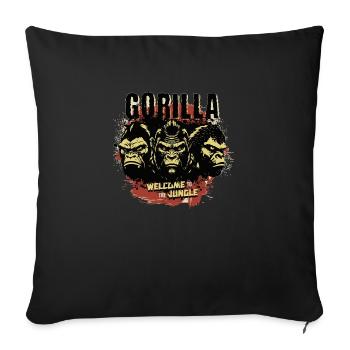 Gorilla Bienvenue dans la jungle - Housse de coussin décorative 45 x 45 cm - noir - Devant