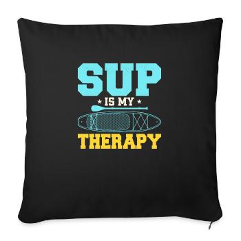 SUP est ma planche de pagayage debout thérapeutique - Housse de coussin décorative 45 x 45 cm - noir - Devant