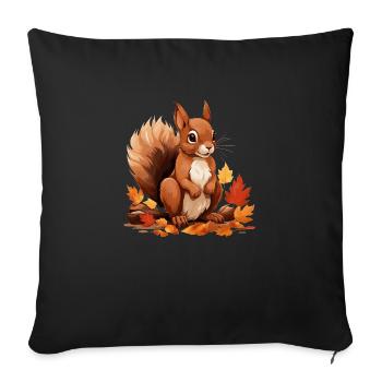 Petit écureuil - Housse de coussin décorative 45 x 45 cm - noir - Devant
