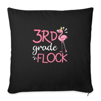 Flamingo Back To School 3rd Third Grade Flock - Sofa pillowcase 17,3'' x 17,3'' (45 x 45 cm) - black - Front