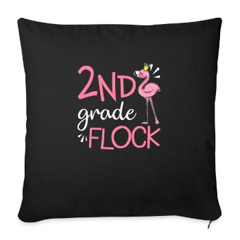 Flamingo Back To School 2nd Second Grade Flock - Sofa pillowcase 17,3'' x 17,3'' (45 x 45 cm) - black - Front