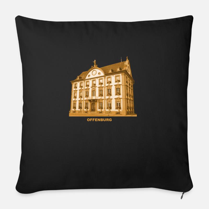 Offenburg Rathaus Ortenaukreis Baden-Württemberg - Sofakissenbezug 45 x 45 cm - Schwarz