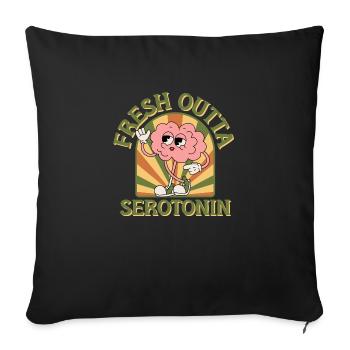 fresh outta serotonin, funny retro mascot - Sofa pillowcase 17,3'' x 17,3'' (45 x 45 cm) - black - Front