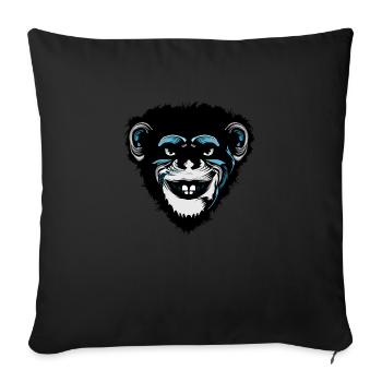 head monkey chimpanzee macaque drawing 709 A - Sofa pillowcase 17,3'' x 17,3'' (45 x 45 cm) - black - Front