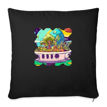 Forêt alimentaire sur un vaisseau spatial basé sur l’énergie végétale - Housse de coussin décorative 45 x 45 cm - noir - Devant