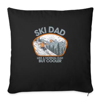 Papa skieur - Housse de coussin décorative 45 x 45 cm - noir - Devant