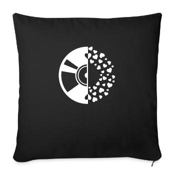 Vinyl Love Herz Musik - Sofakissenbezug 45 x 45 cm - Schwarz - Vorne